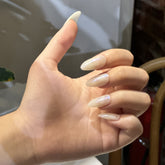 Vibeficant Glaze Chrome Press on Nails Medium Almond Haileybiebernails